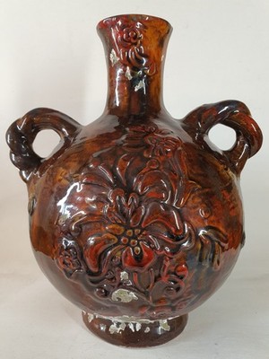 Vase mit zwei Henkeln und Korallen bedeckt karamellbraun Blumenmuster (chinesisch türkisches Schiffswrack)