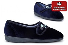 Womens Carpet Slippers Memory Foam Touch Fasten Ladies Slippers Machine Washable