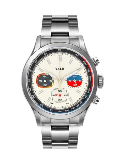 VAER RS1 Rally Chronograph - Creme 40mm Stahlarmband Neu