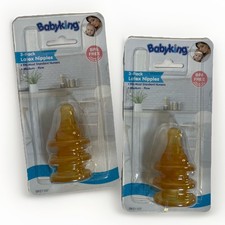 Baby King 3 Pack Latex Nipples Medium Flow BPA Free Lot of 2 NOS
