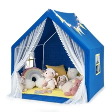 Large Play Tent  Kids & Toddlers Playhouse with Washable Cotton Mat, Star Lights