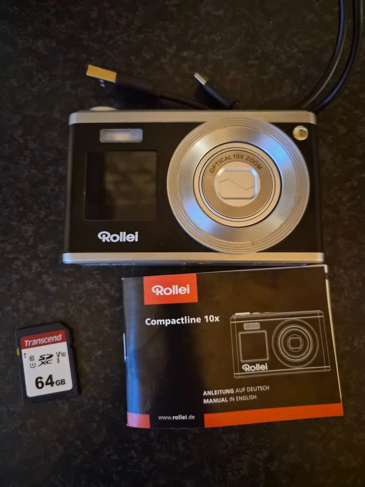 Camera Fotoapparat Rollei Compactline 10x mit Speicherkarte  Zubehörpaket - Bild 2 von 4
