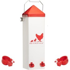 2 Gallon Chicken Waterer with Auto-Fill Cups, Horizontal Nipples Anti-Roost Cone