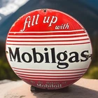 VINTAGE 12” DEALER MOBILGAS PORCELAIN PUMP DOMED PLATE METAL SIGN