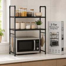 Microwave Oven Storage Rack 2 Tier Kitchen Organizer Shelf Metal