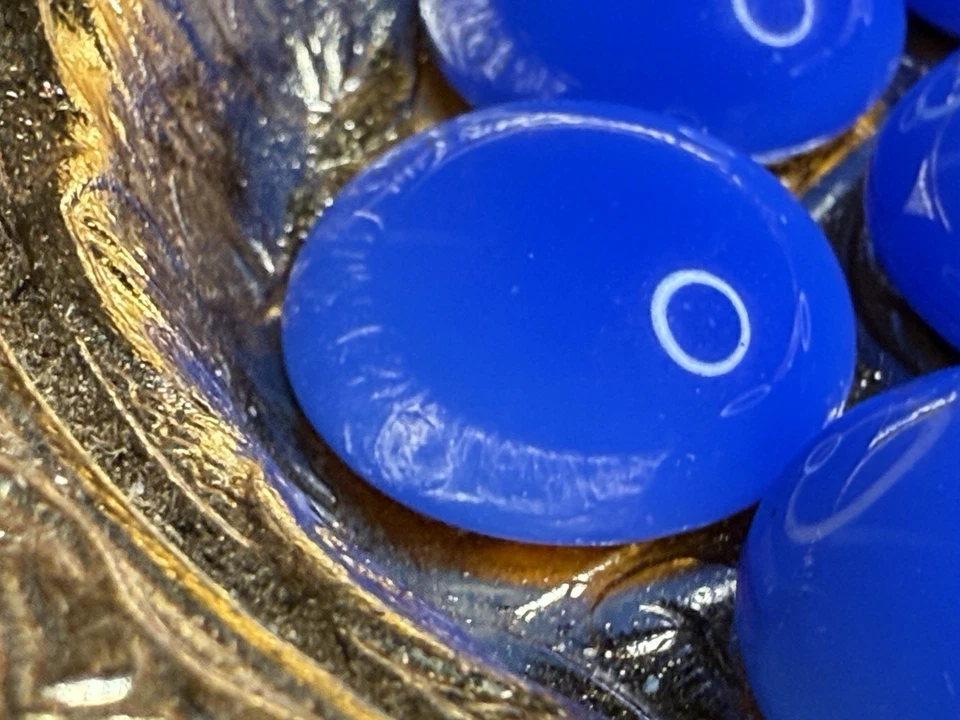 Cabujones vintage de lámina de oro de ópalo azul checo de 18 mm Foto 4 de 4