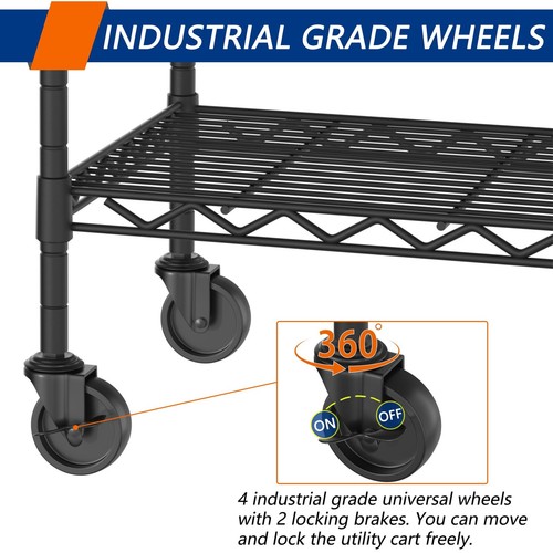 4-Shelf Adjustable Heavy Duty Storage Shelving Unit on 4 Wheel Casters, Metal... - Picture 6 of 6