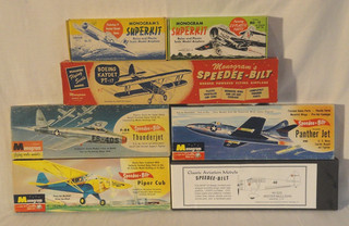 LOOK! SEVEN OLD 1950`S MONOGRAM SPEEDEE BILT & SUPER KIT AIRPLANE MODEL KITS!