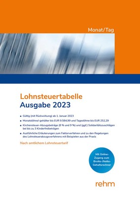 Lohnsteuertabelle Monat/Tag 2023 | Deutsch | Taschenbuch | 2023 | rehm
