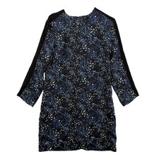 Banana Republic Dress Womens 4 Black Blue Abstract Print 3/4 Sleeve Shift Lined