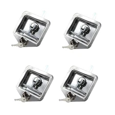 4 Pack T-handle Tool Box Lock Latch Handle Truck Trailer Stainless Steel+8 Key