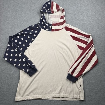 Vintage structure Activewear Hoodie L USA Flag Color Block Sweatshirt Rare 4th