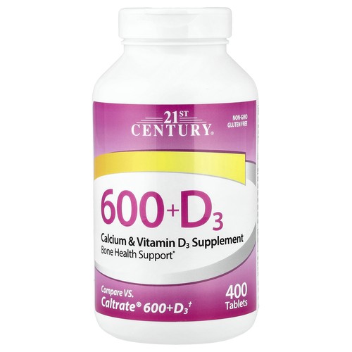600+D3, Calcium & Vitamin D3 Supplement, 400 Tablets