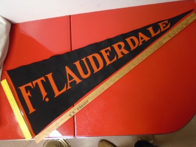 1920's FT Lauderdale FL HUGE 36"x13" Pennant Stitched Letters Original Tag, RARE