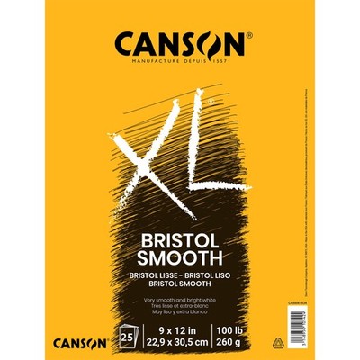 Canson XL Series Bristol Paper, Smooth, Foldover Pad, 9x12 inches, 25 Sheets (10