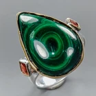 27 ct Art jewelry Natural Malachite Ring 925 Sterling Silver Size 7.75 /R436973
