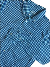 Vineyard Vines Performance Gingham Checkered Whale Shirt Youth Size XL 18 Blue