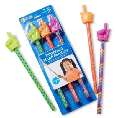 Patterned Hand Pointers 3pc Ages 3plus:Educational Reading&Writing Kit,3rd Grade