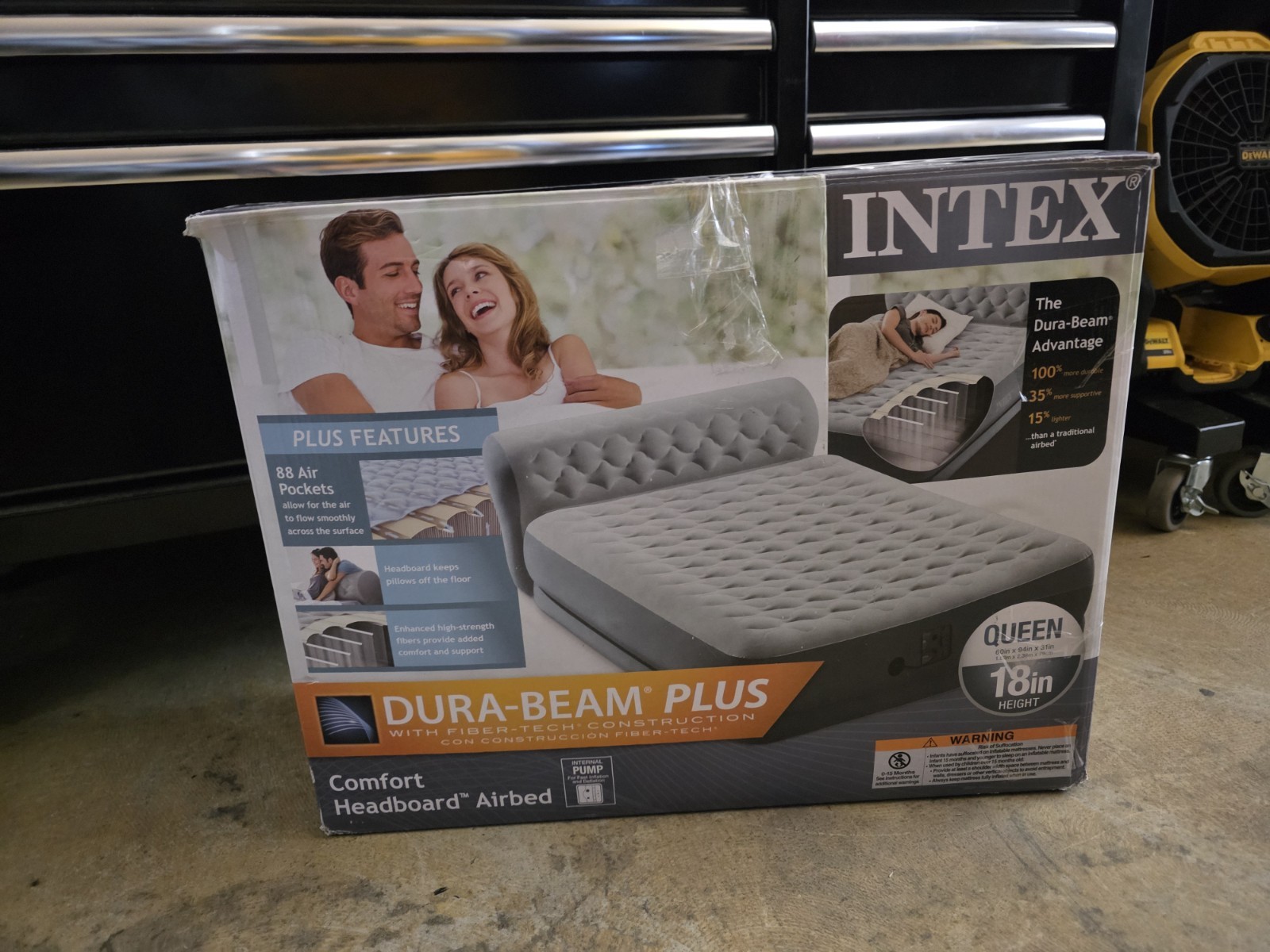 Intex Queen Size Air Mattress 18 Inch With Built In Air Pump