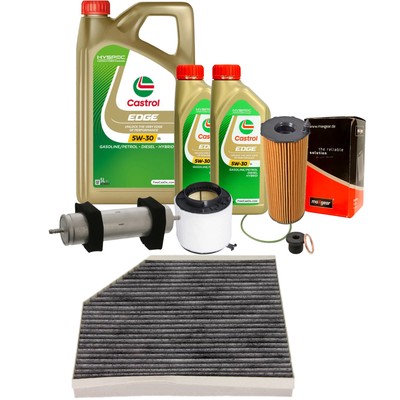MAXGEAR Inspektionspaket 7L CASTROL EDGE 5W30LL Öl für AUDI A4 B8 A5 2.7-3.0 TDI