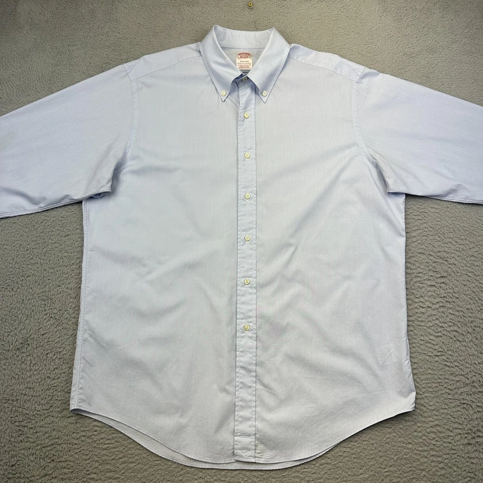 Brooks Brothers Shirt Mens 17-34 Light Blue Madison Egyptian Cotton Made in USA - Image 3 of 4