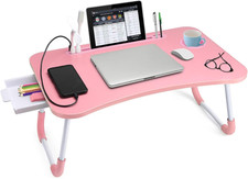 Lap Desk with Tablet Slot, Foldable Laptop Table with Storage Drawer for Bed  Por