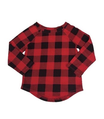 CAT & Jack Top Buffalo Plaid Black Red Long Sleeves Baby Girl Size 18 months