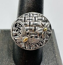 Robert Manse 925 Sterling Silver 18k Gold Butterfly Basket Bali Design Size 8