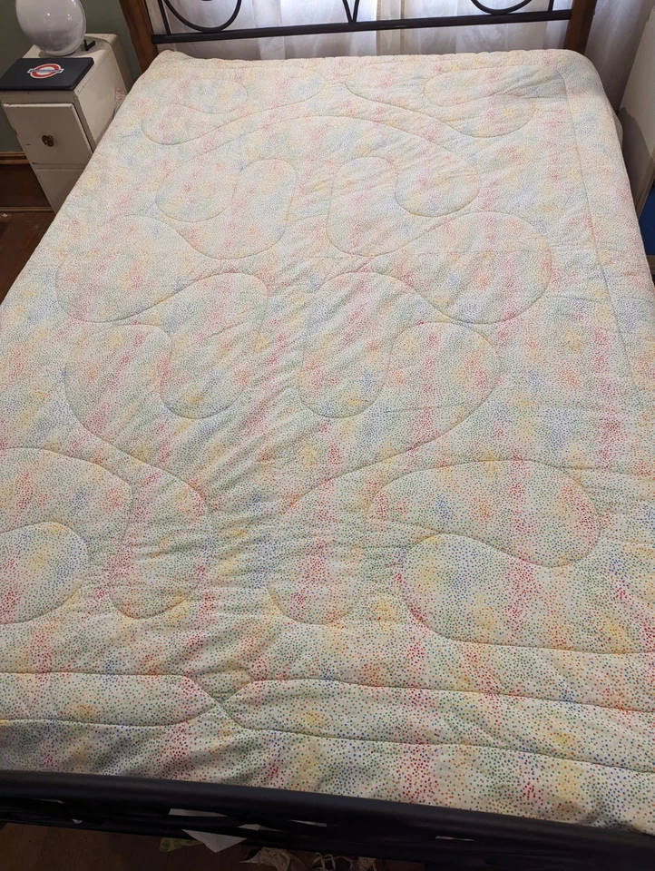 Manta Edredón Completa Vintage Años 80 Años 90 Micro Punto Arco Iris Moderno Bloque de Color Foto 3 de 4