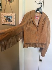 Vintage Leather Fringe Western Jacket America...