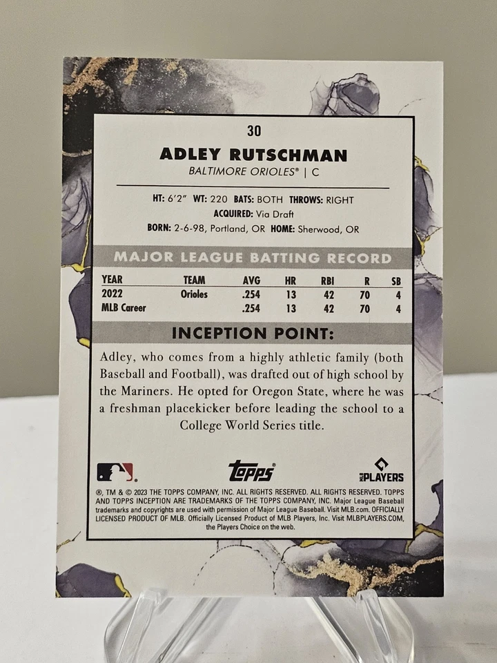 2023 Topps Inception Adley Rutschman Rooike Card # 30 - Image 3 of 4