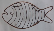Large Fish Shaped Metal Wire Basket Coastal Kitchen Fruit Bread Bowl 56cm