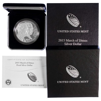 2015 W March Of Dimes Proof Commemorative 90% Silver Dollar OGP US Coin