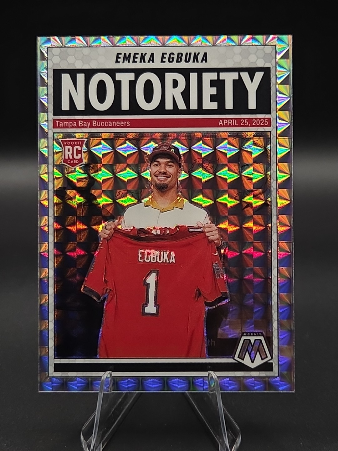 2025 Panini Mosaic Football Notoriety #16 (Silver Mosaic)  EMEKA EGBUKA [RC]