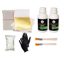 Gold Leaf Kit with Gilding Adhesive and Varnish, 100Ml Water-Based Glue Sealer S