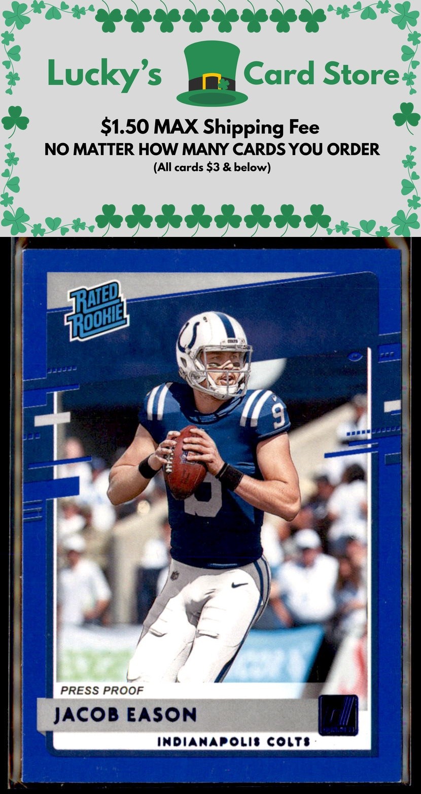 2020 Donruss #312 Jacob Eason Press Proof Blue Rookie