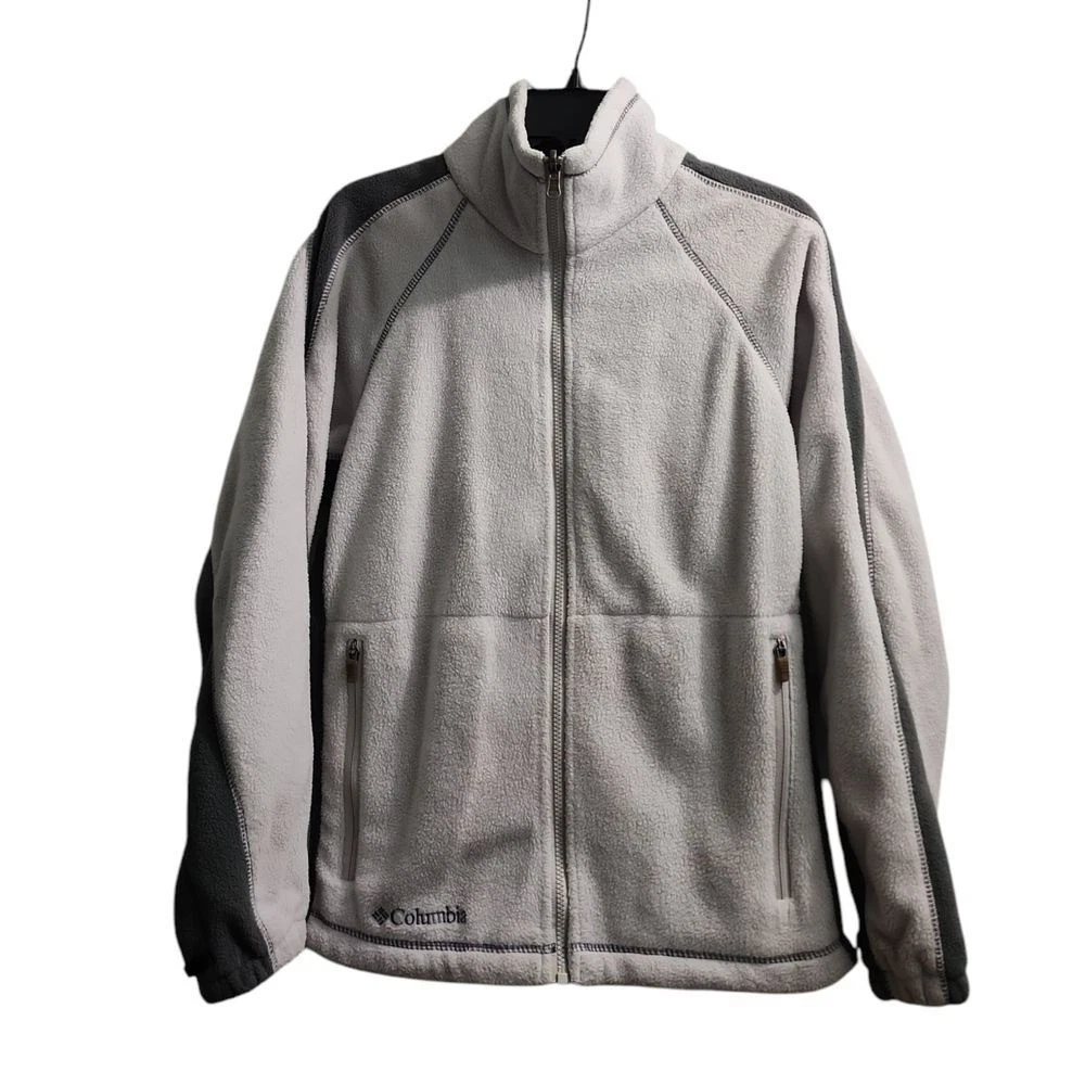 Columbia Fleece Jacket Full Zip Core Interchange Gray Black Trim Small