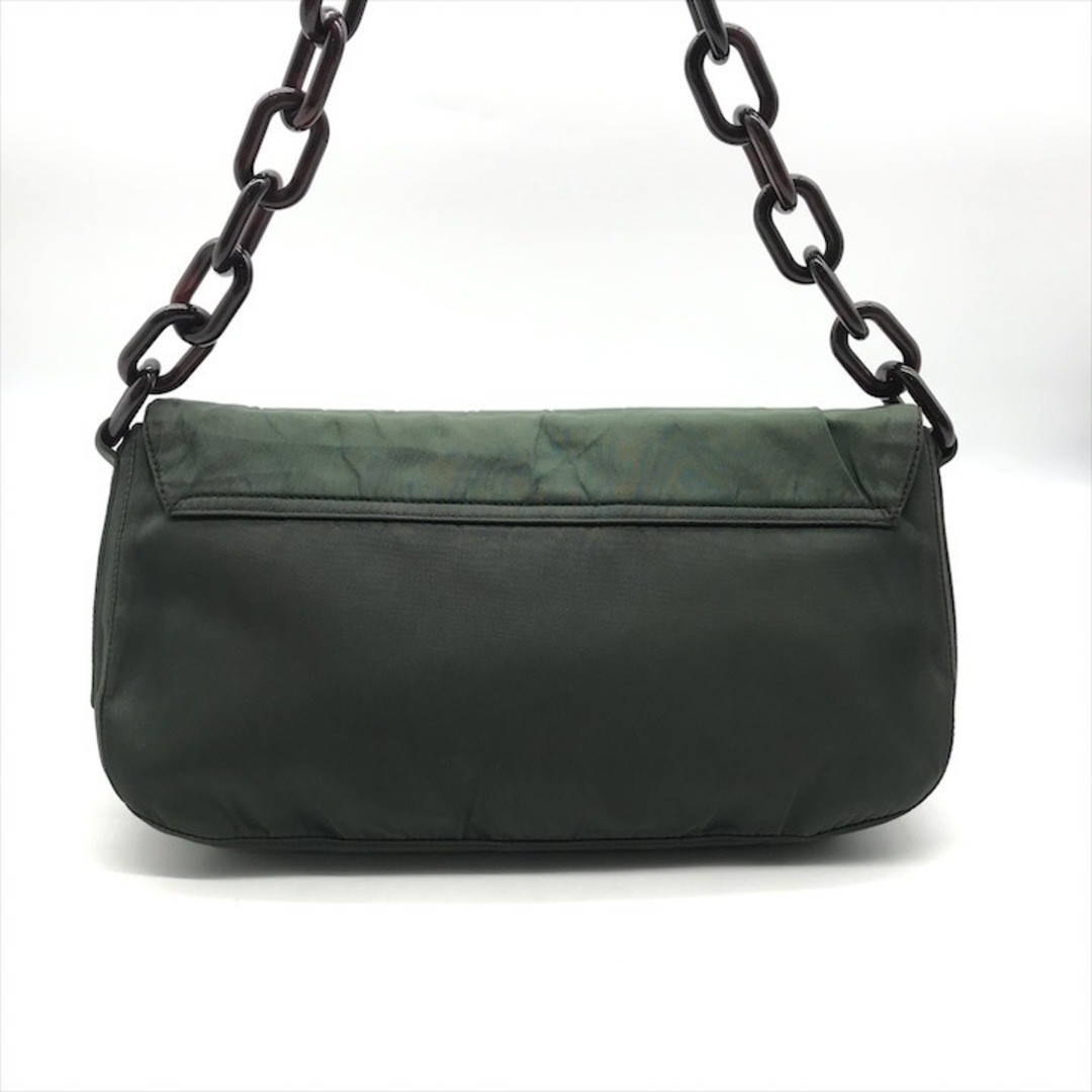 PRADA Nylon Tessuto Logo Embroidery Plaque Chain Shoulder Bag Green k3810 thumbnail 2