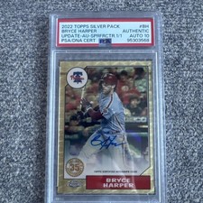 Bryce Harper 2022 Topps Update Series 1987 Topps Chrome S/Fractor Auto 1/1 PSA10