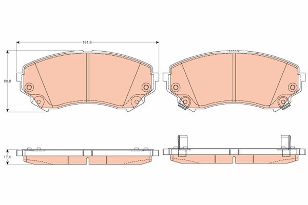 1X TRW GDB4456 Bremsbelagsatz Scheibenbremse FüR Cadillac-image