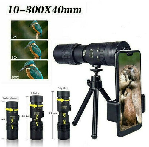 4K 10-300X40mm Monokular Teleskope HD Versenkbare Fernrohr +Stativ Telefon Clip` - Bild 1 von 13