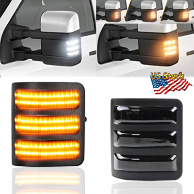 Dynamic LED Side Tow Mirror Light Turn Signal For 08-16 Ford F250-F550 SuperDuty