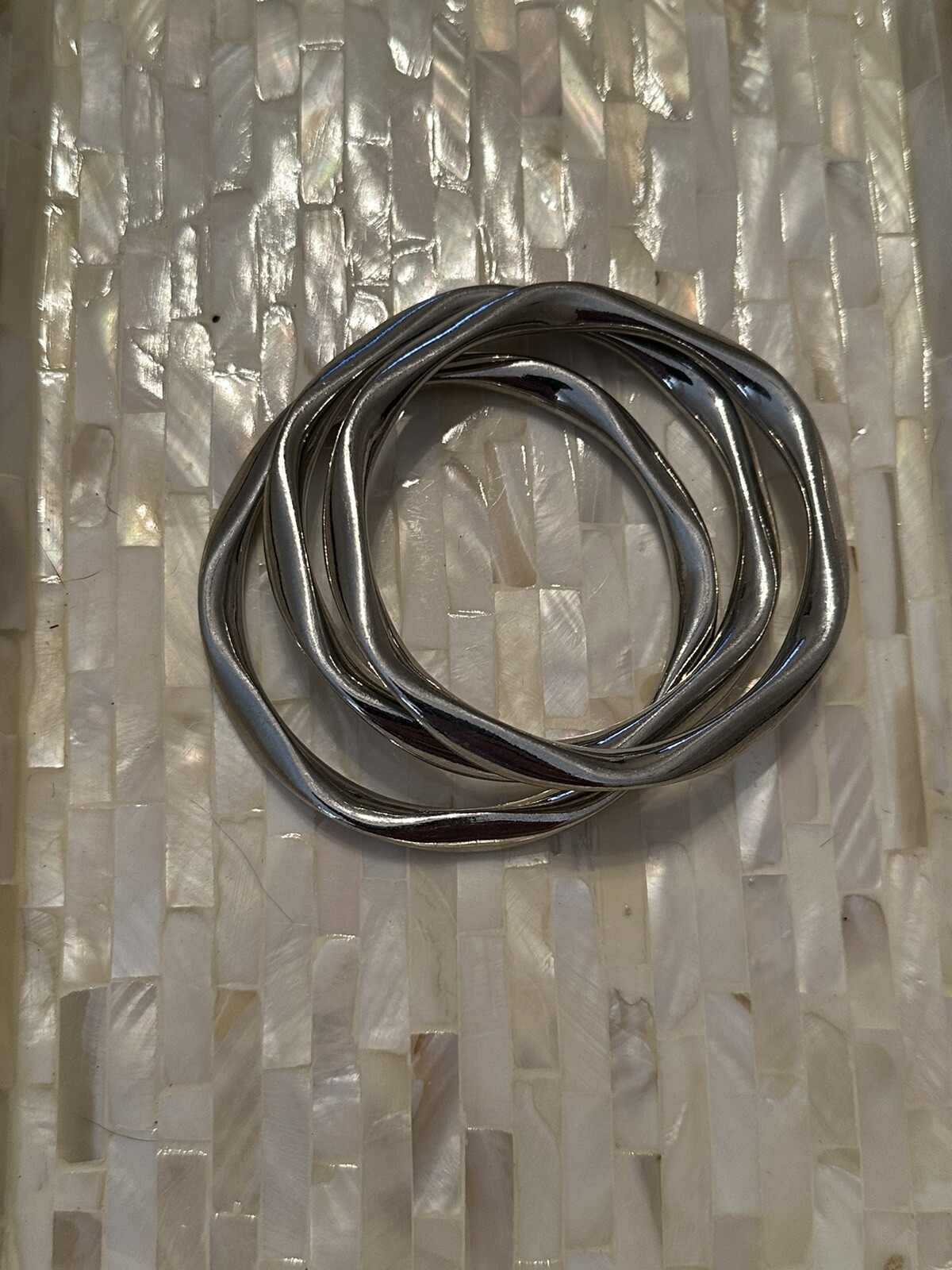 3 Silver Colored Bangles - Excellent Condition - image 2