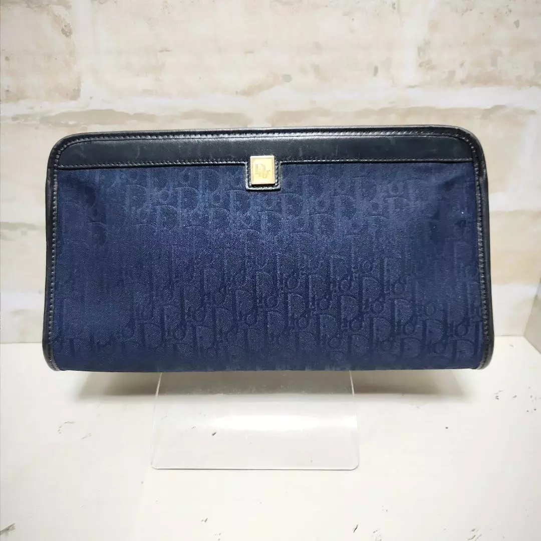 ANCIEN SAC POCHETTE DIOR Dior toile trotteur marine   déclaration mode vintage   femme 
