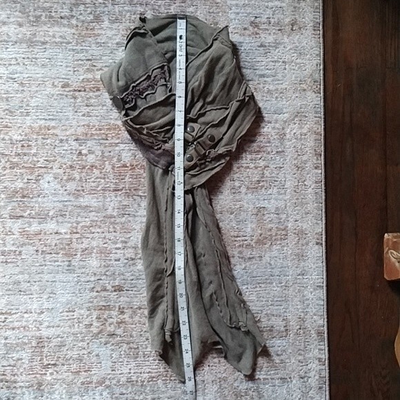 SILK WORM Gray Plaid Patchwork Scarf - Handmade o… - image 6