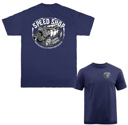 Speed Shop Hot Rod Garage Classic Vintage Car Automobile Graphic T-shirt - Picture 1 of 17