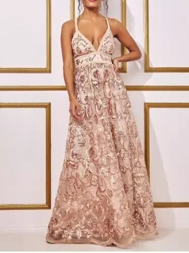 Goddiva Dress Champagne and Rose Gold Size 12 Worn Once | eBay UK