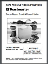 Toastmaster Corner Bakery Bread Machine 1170X...