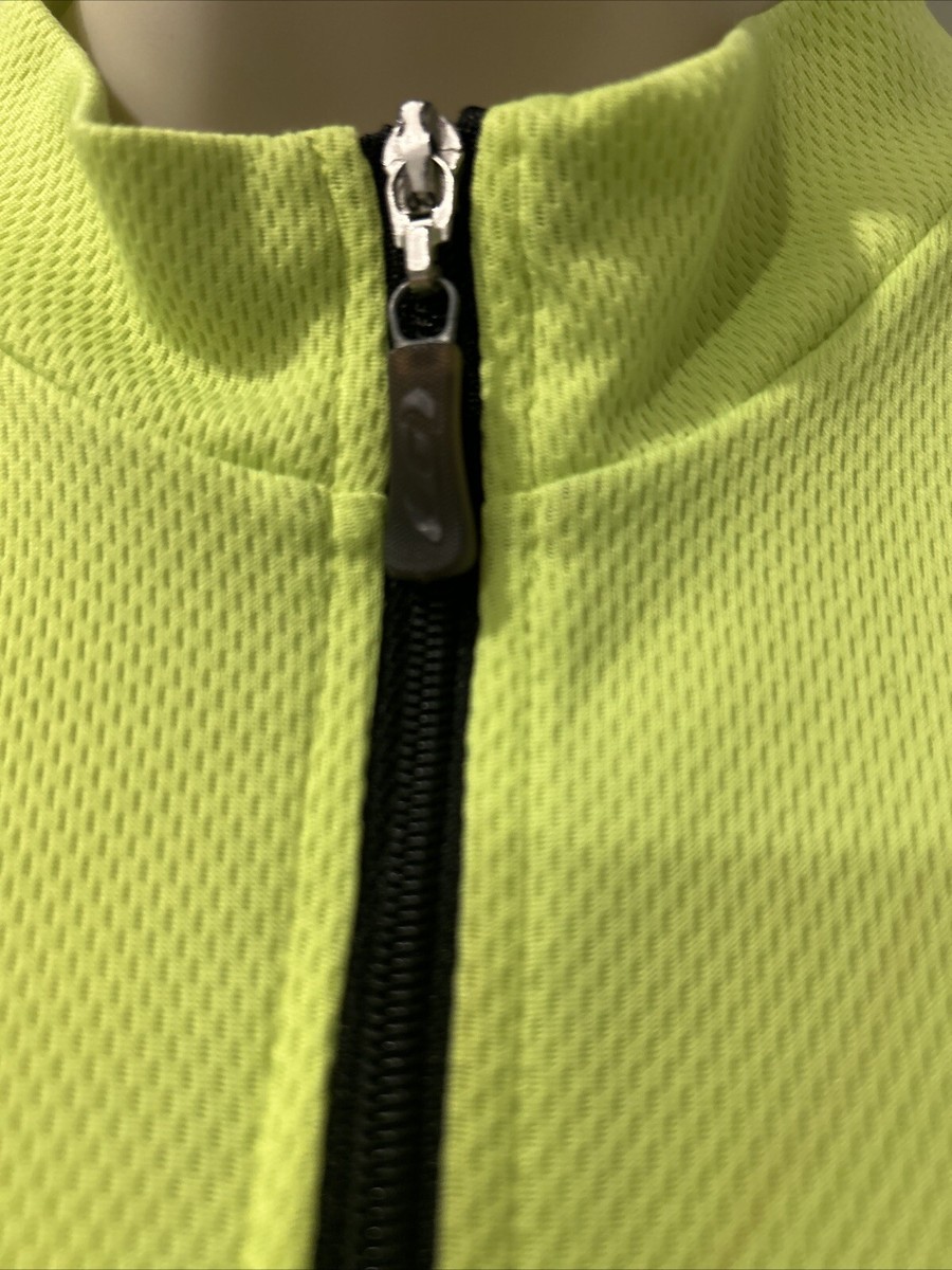 NEW Louis Garneau Women's Neon Green S/S 1/4 Zip Cycling Shirt Sz