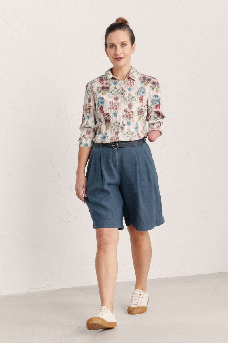 Seasalt Women's Shorts navy Clover Bloom Linen Shorts Regular